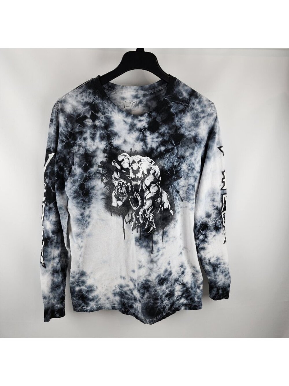 Marvel VENOM Graphic Tee T-Shirt Adult Large Tie-Dye Black White Gray